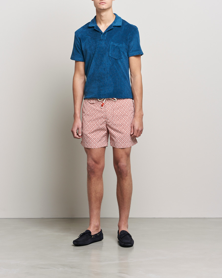 Herr | Badbyxor | Orlebar Brown | Standard Cano Printed Swimshorts Summer Red/Cloud