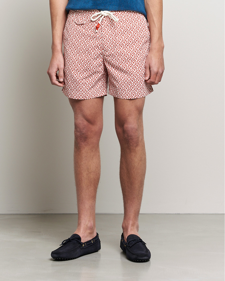 Herr | Badbyxor | Orlebar Brown | Standard Cano Printed Swimshorts Summer Red/Cloud