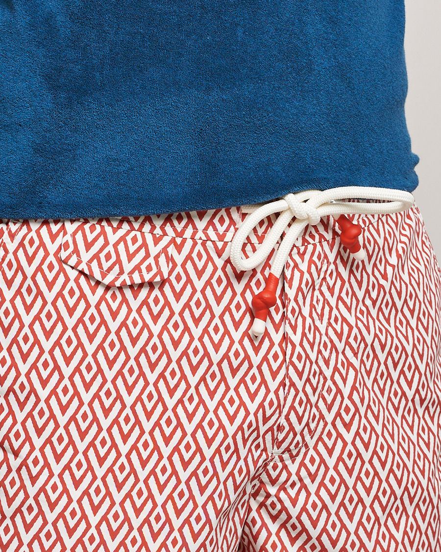 Herr | Badbyxor | Orlebar Brown | Standard Cano Printed Swimshorts Summer Red/Cloud