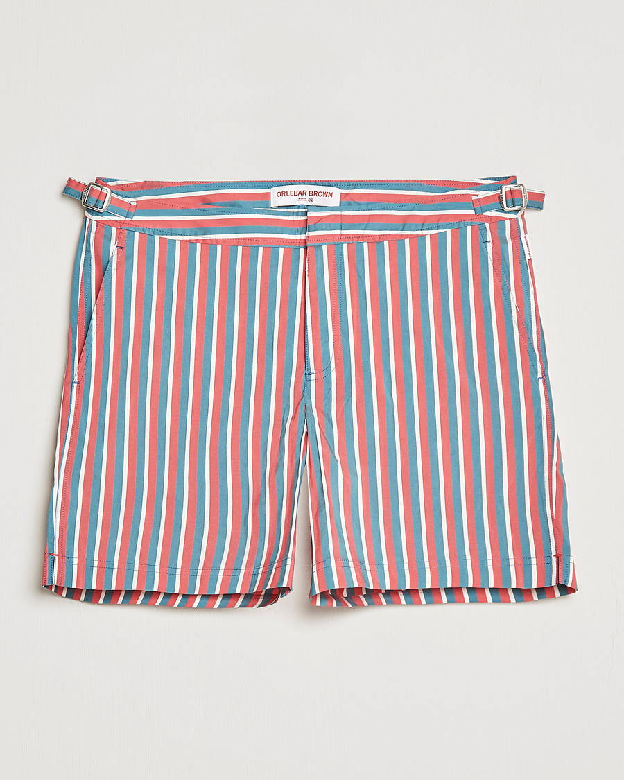 Herr | Badbyxor | Orlebar Brown | Bulldog OB Stripe Swimshorts Summer Red/Marina Aqua