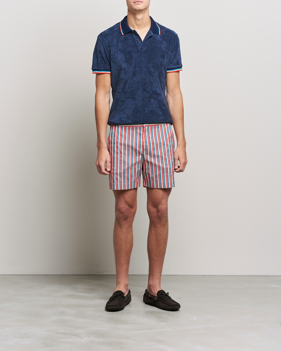 Herr | Badbyxor | Orlebar Brown | Bulldog OB Stripe Swimshorts Summer Red/Marina Aqua