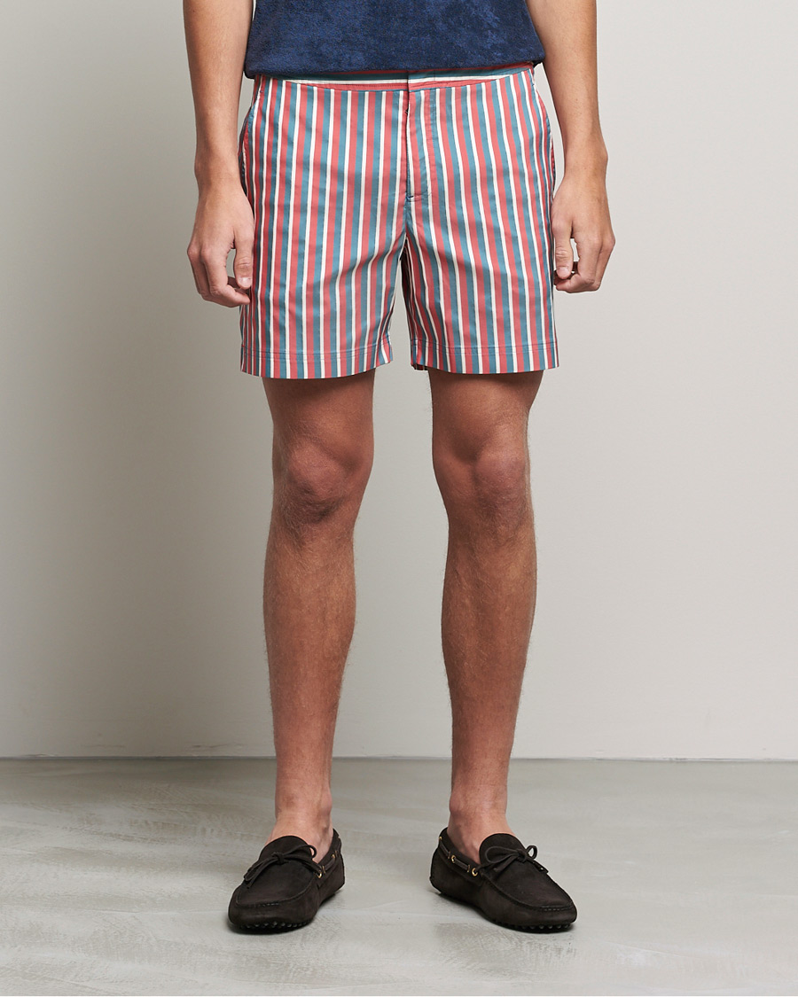 Herr | Badbyxor | Orlebar Brown | Bulldog OB Stripe Swimshorts Summer Red/Marina Aqua
