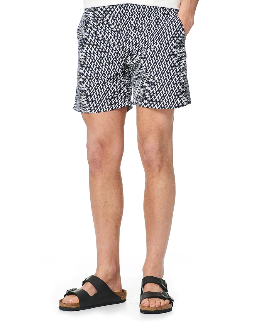 Herr | Badbyxor | Orlebar Brown | Bulldog Alado Printed Swimshorts Night Iris/White