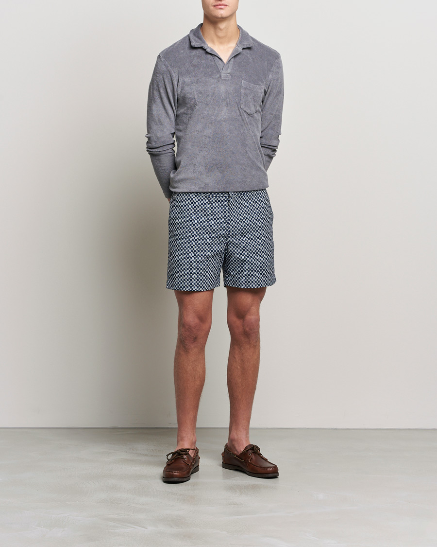 Herr | Badbyxor | Orlebar Brown | Bulldog Seglas Jacquard Swimshorts Night Iris/Cloud