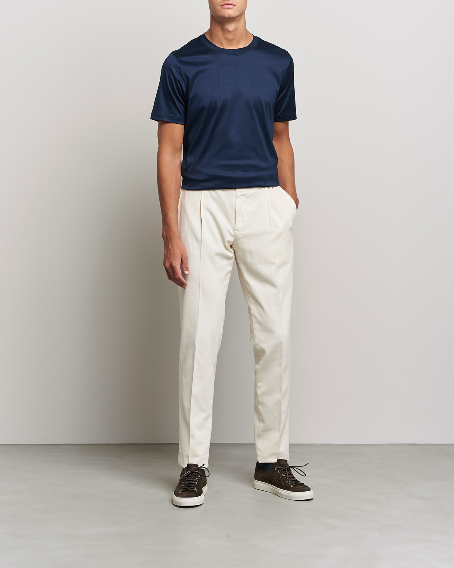 Herr | T-Shirts | Eton | Filo Di Scozia Cotton T-Shirt Navy