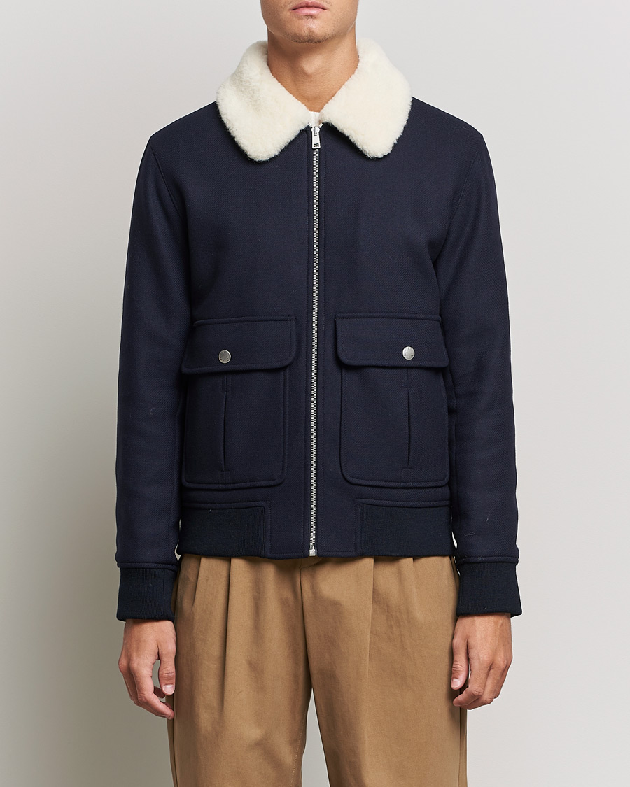Herr | Jackor | A.P.C. | Ben Shearling Bomber Jacket Navy