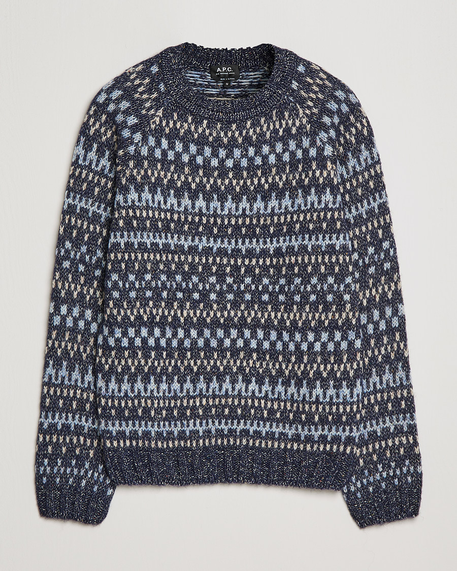 Herr | Tröjor | A.P.C. | Leonard Jacquard Pullover Blue Heather