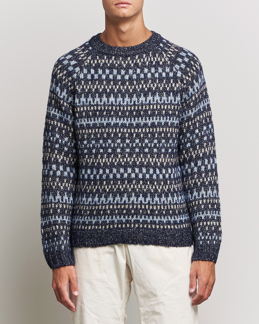 Herr | Stickade tröjor | A.P.C. | Leonard Jacquard Pullover Blue Heather