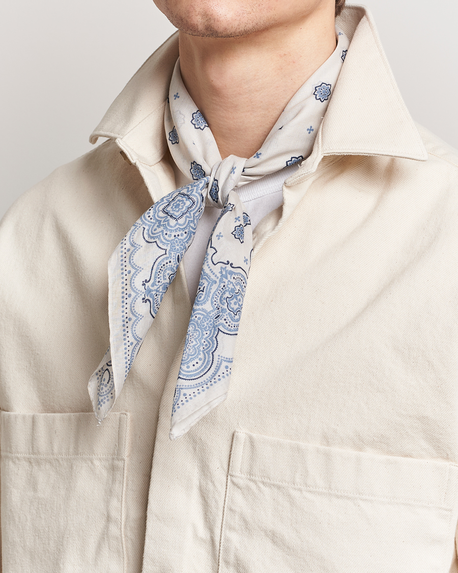 Herr | Scarves | Amanda Christensen | Cotton Voilé Printed Medallion Bandana Cream