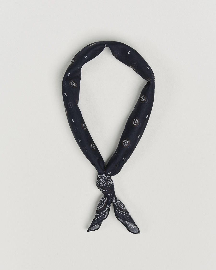 Herr | Scarves | Amanda Christensen | Cotton Voilé Printed Medallion Bandana Navy