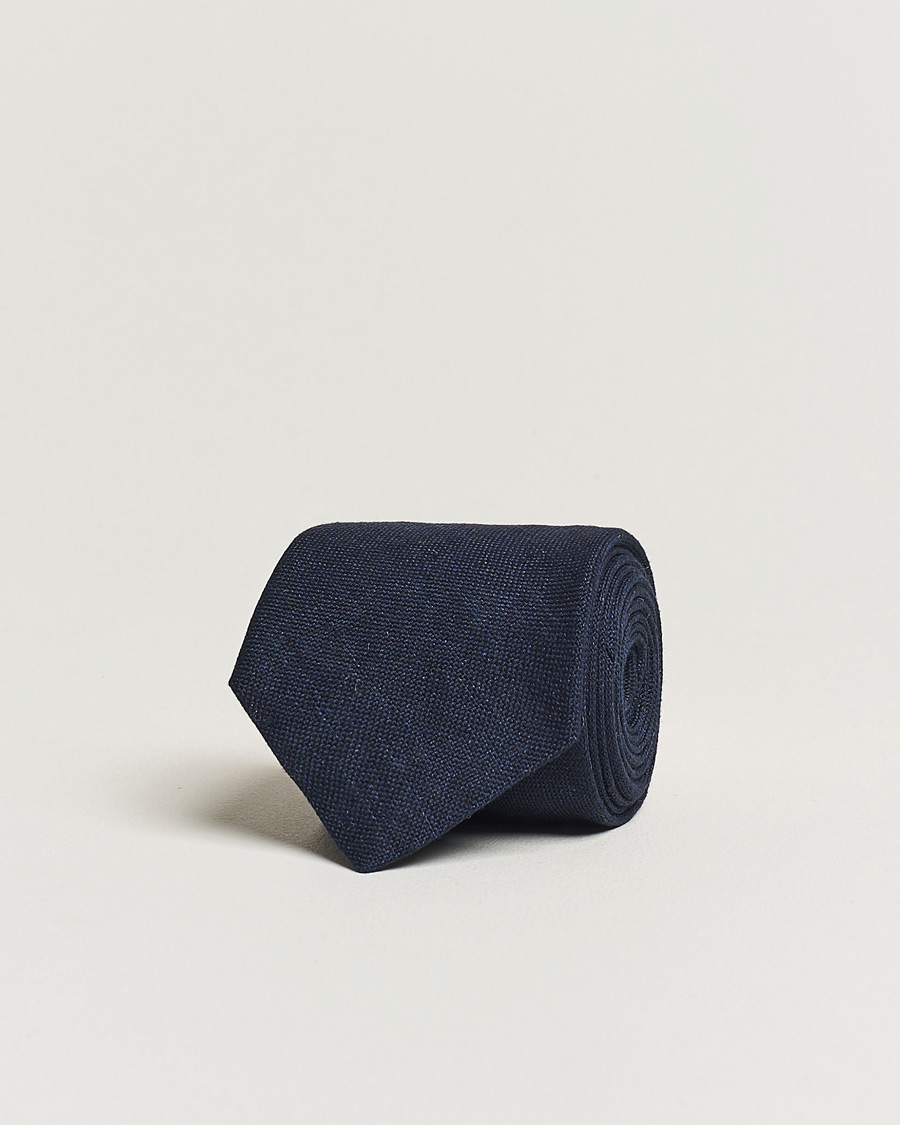 Herr | Slipsar | Amanda Christensen | Hopsack Linen 8cm Tie Navy