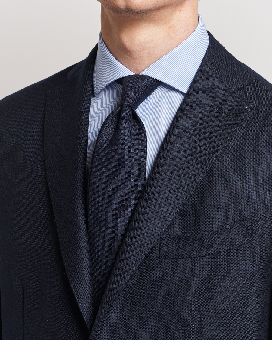 Herr | Formal Wear | Amanda Christensen | Hopsack Linen 8cm Tie Navy