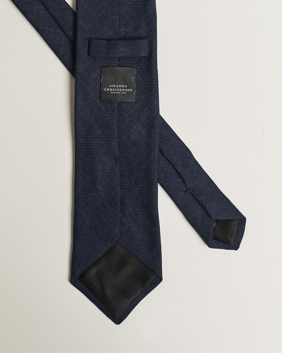 Herr | Slipsar | Amanda Christensen | Hopsack Linen 8cm Tie Navy