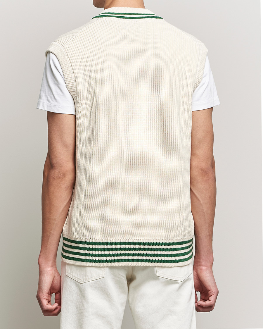 Herr | Tröjor | GANT | Ribbed Cricket Knitted Slipover Creme