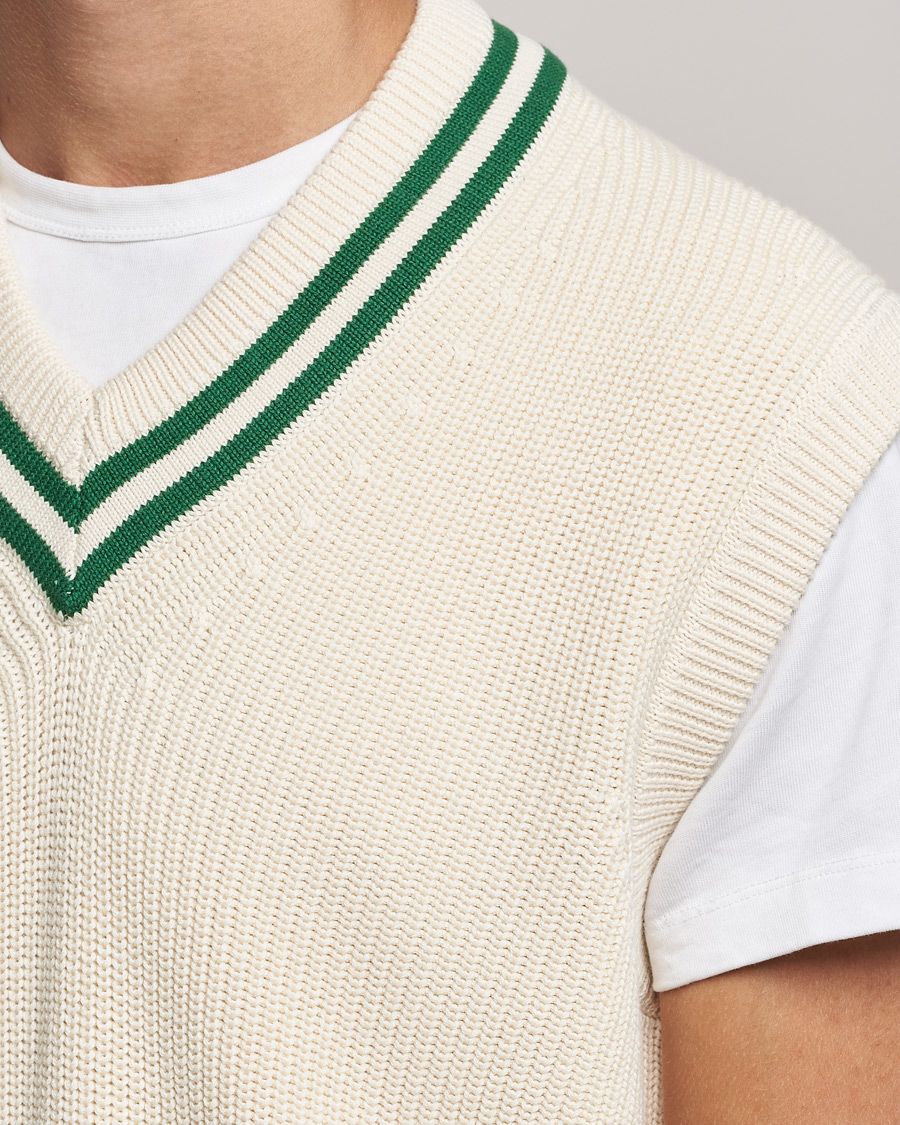 Herr | Tröjor | GANT | Ribbed Cricket Knitted Slipover Creme