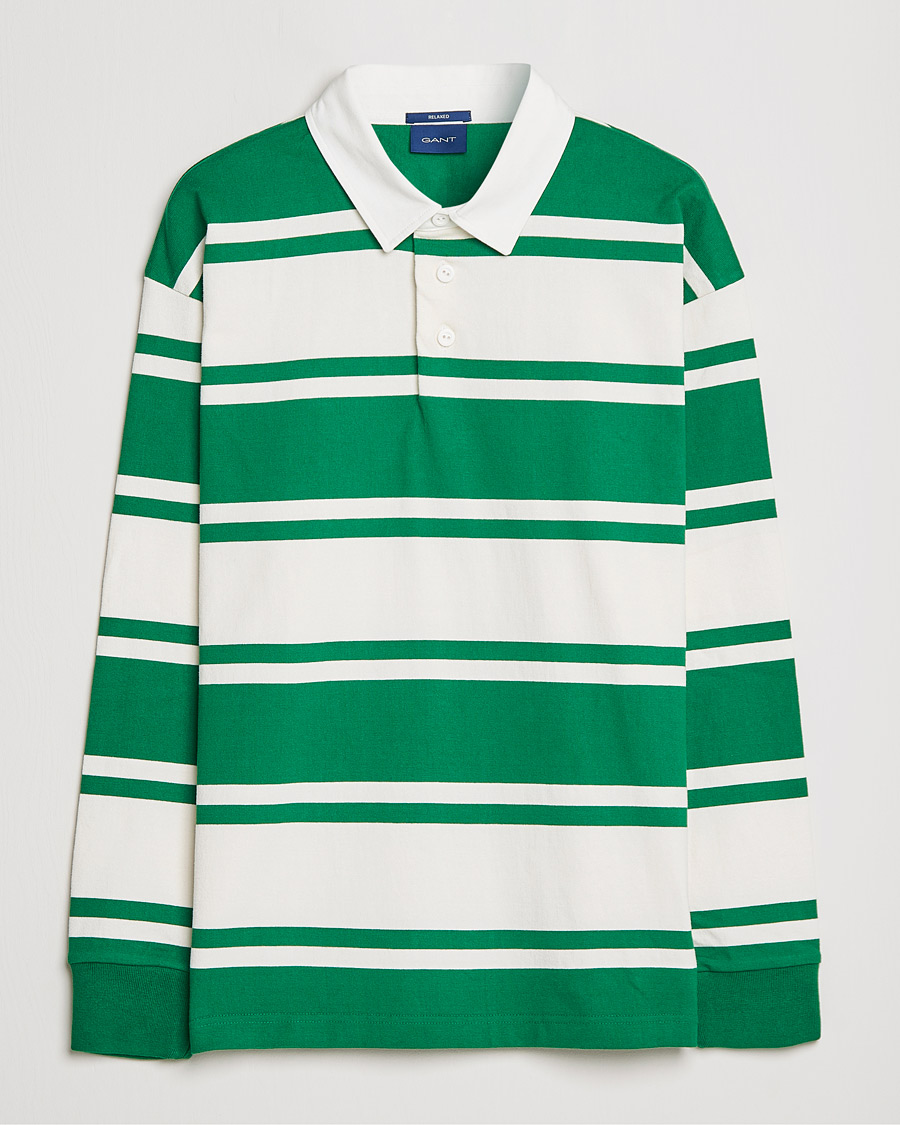 Herr | Tröjor | GANT | Barstriped Heavy Rugger Green/White