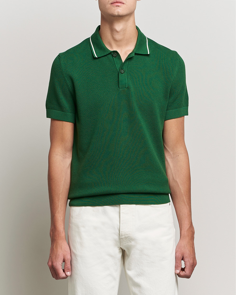 Herr |  | GANT | Textured Knitted Polo Forest Green
