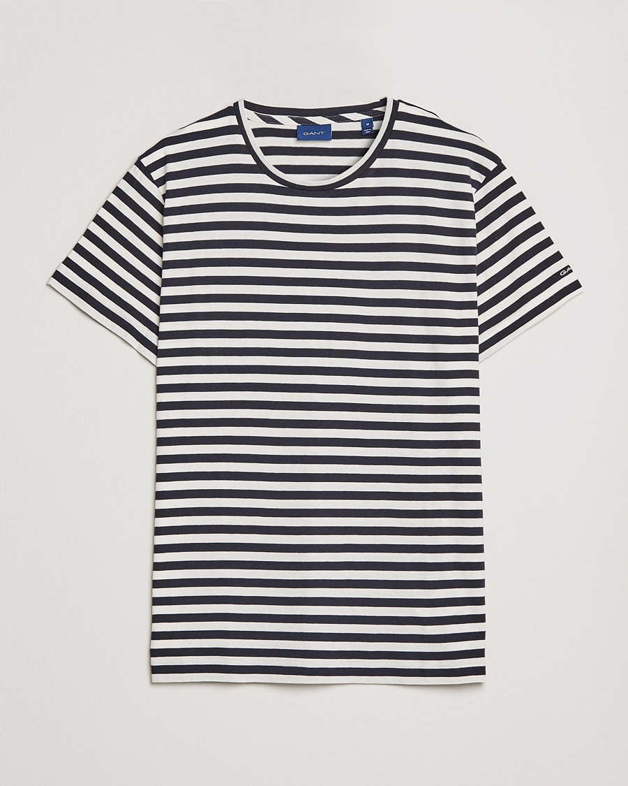 Herr | T-Shirts | GANT | Striped Crew Neck Tee Evening Blue