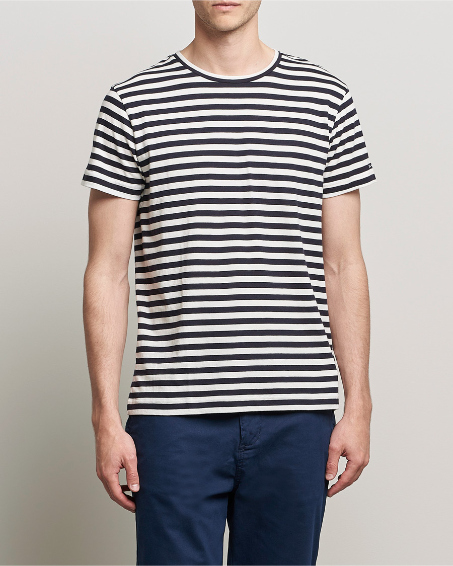 Herr | T-Shirts | GANT | Striped Crew Neck Tee Evening Blue