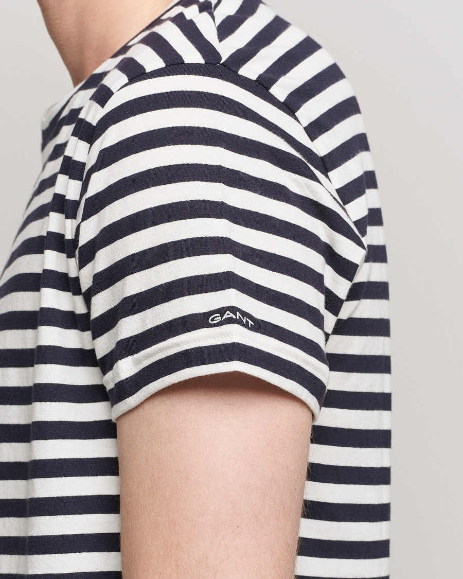 Herr | T-Shirts | GANT | Striped Crew Neck Tee Evening Blue