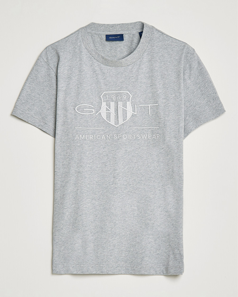 Herr | T-Shirts | GANT | Tonal Archive Shield Crew Neck Tee Grey Melange