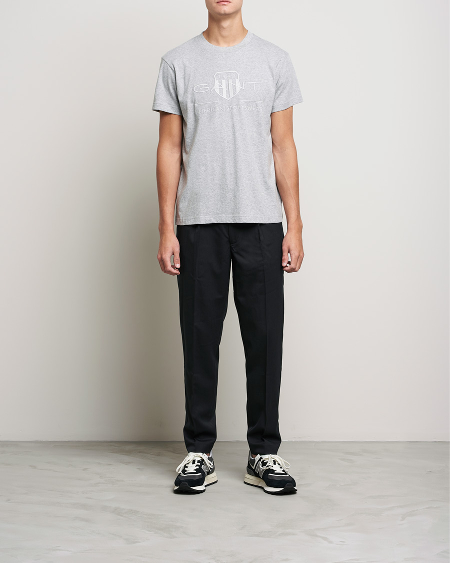 Herr | T-Shirts | GANT | Tonal Archive Shield Crew Neck Tee Grey Melange