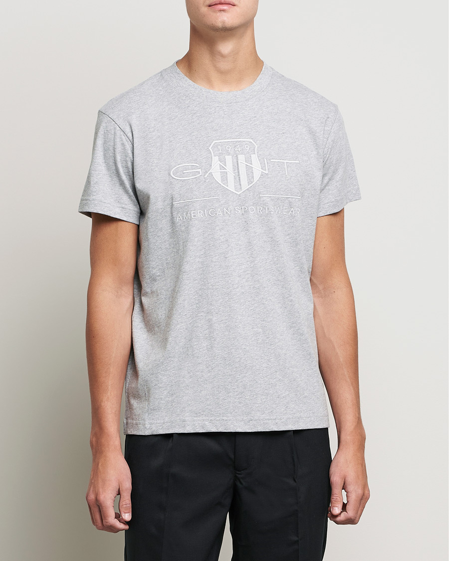 Herr | T-Shirts | GANT | Tonal Archive Shield Crew Neck Tee Grey Melange