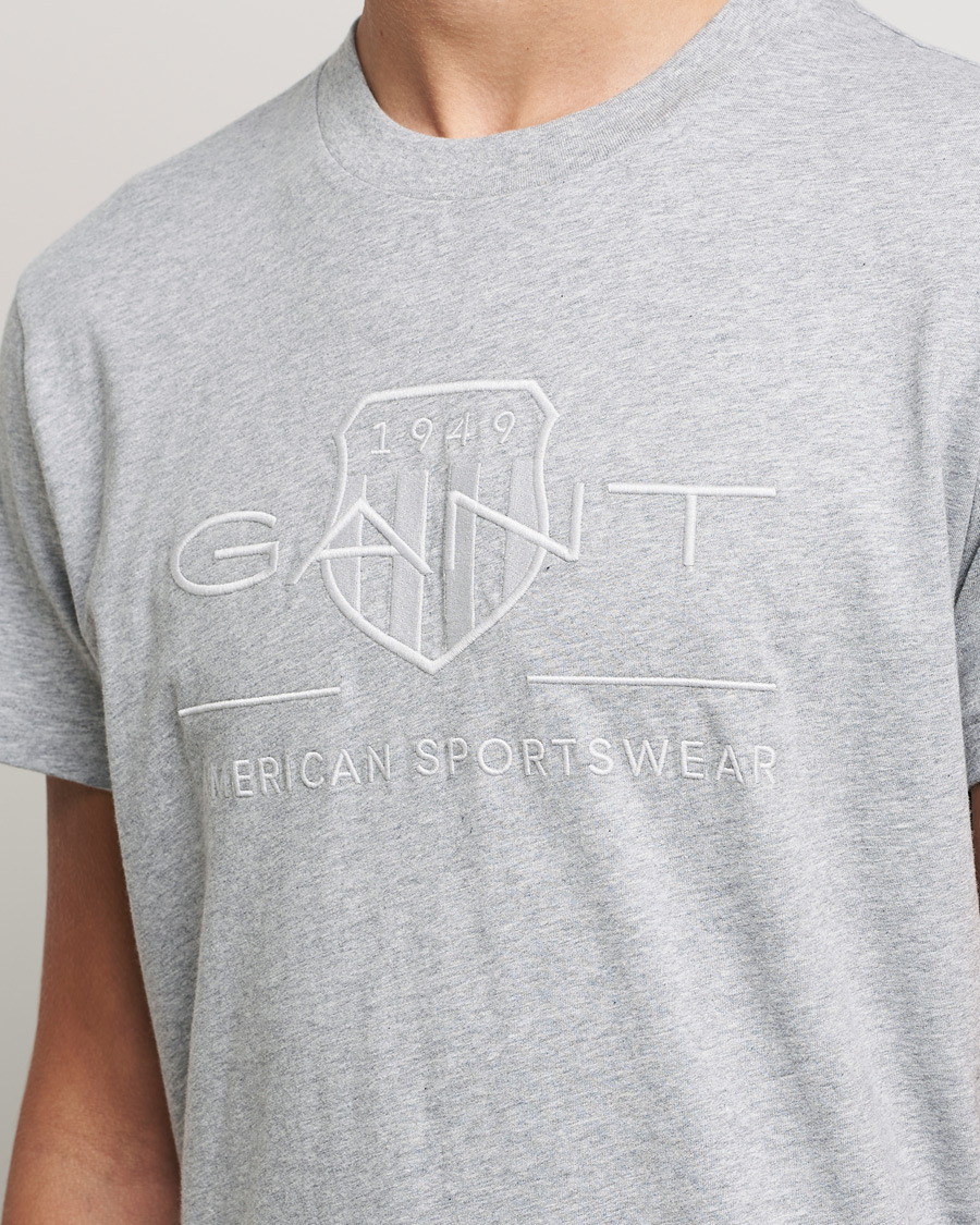 Herr | T-Shirts | GANT | Tonal Archive Shield Crew Neck Tee Grey Melange