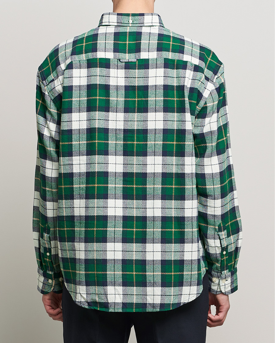 Herr | Skjortor | GANT | Relaxed Textured Checked Shirt Forest Green