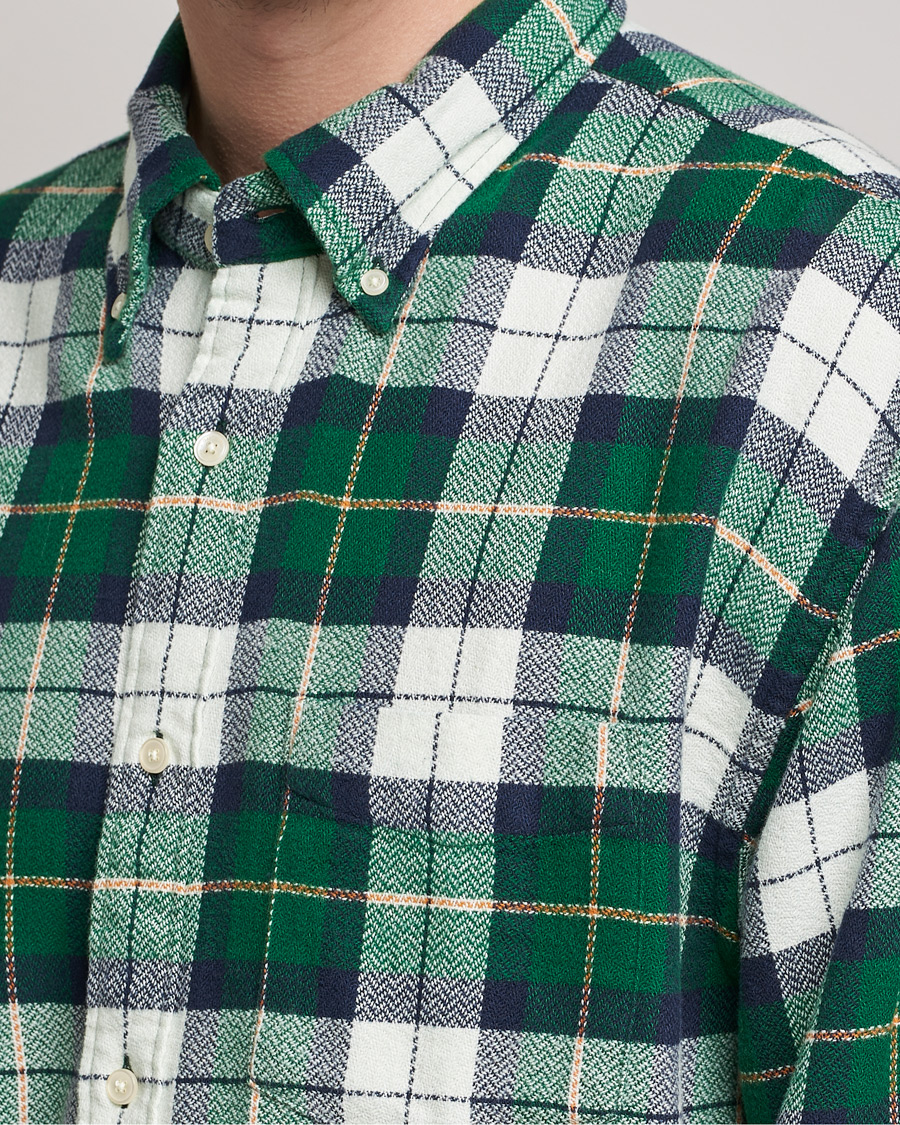 Herr | Skjortor | GANT | Relaxed Textured Checked Shirt Forest Green