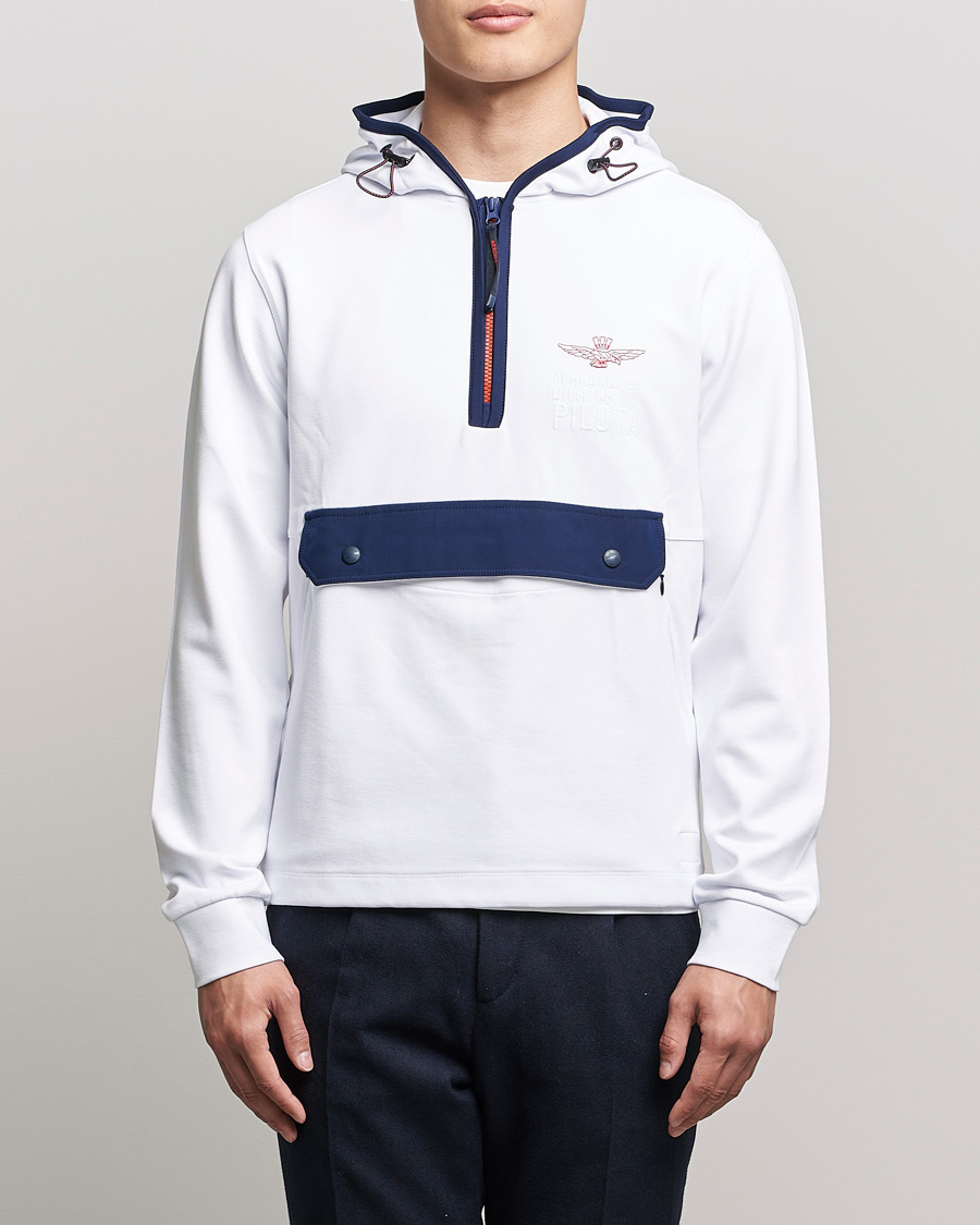 Herr | | Aeronautica Militare | Half Zip Hoodie Off White