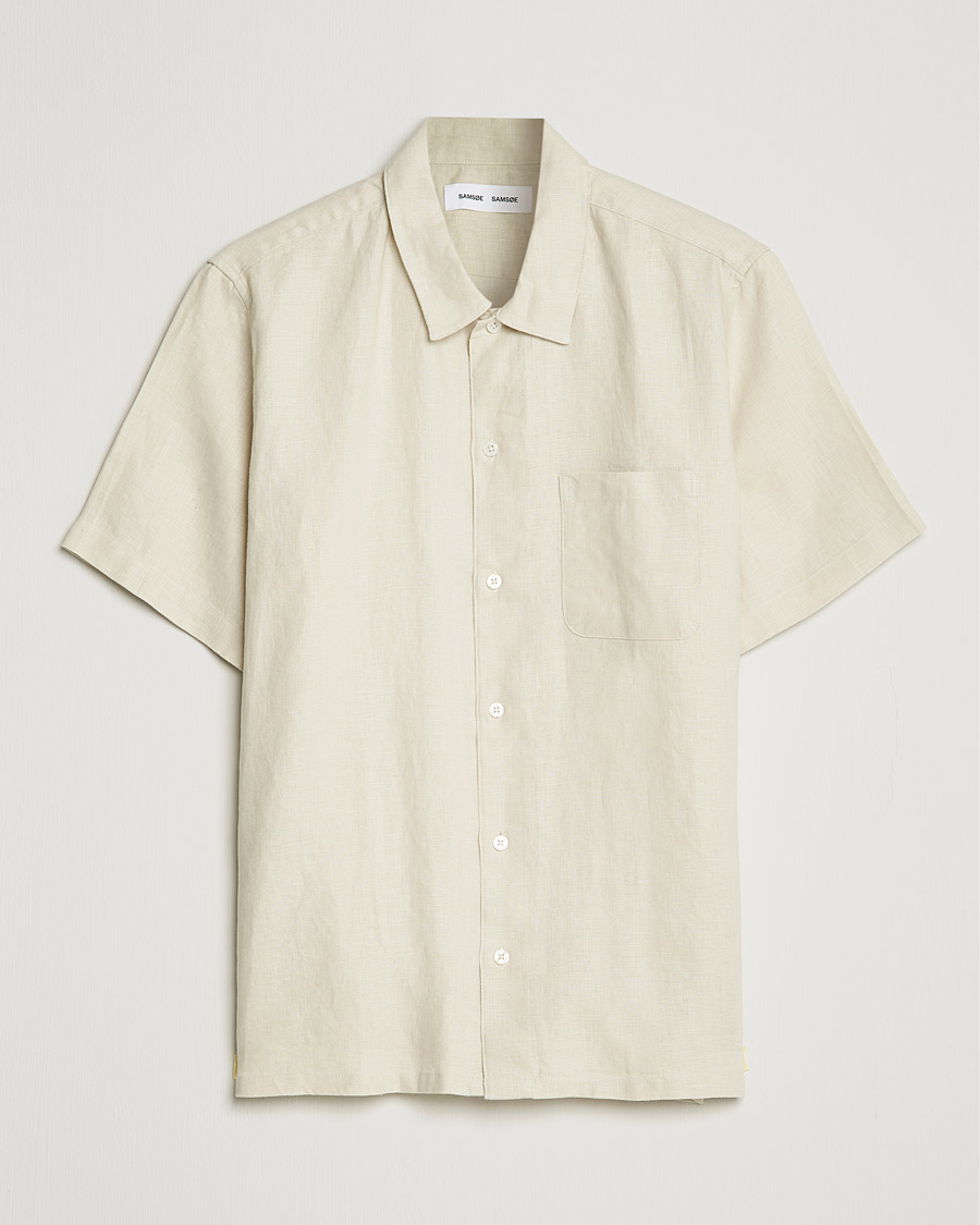 Herr | Skjortor | Samsøe Samsøe | Samsøe & Samsøe Avan Linen Short Sleeve Shirt Oatmeal