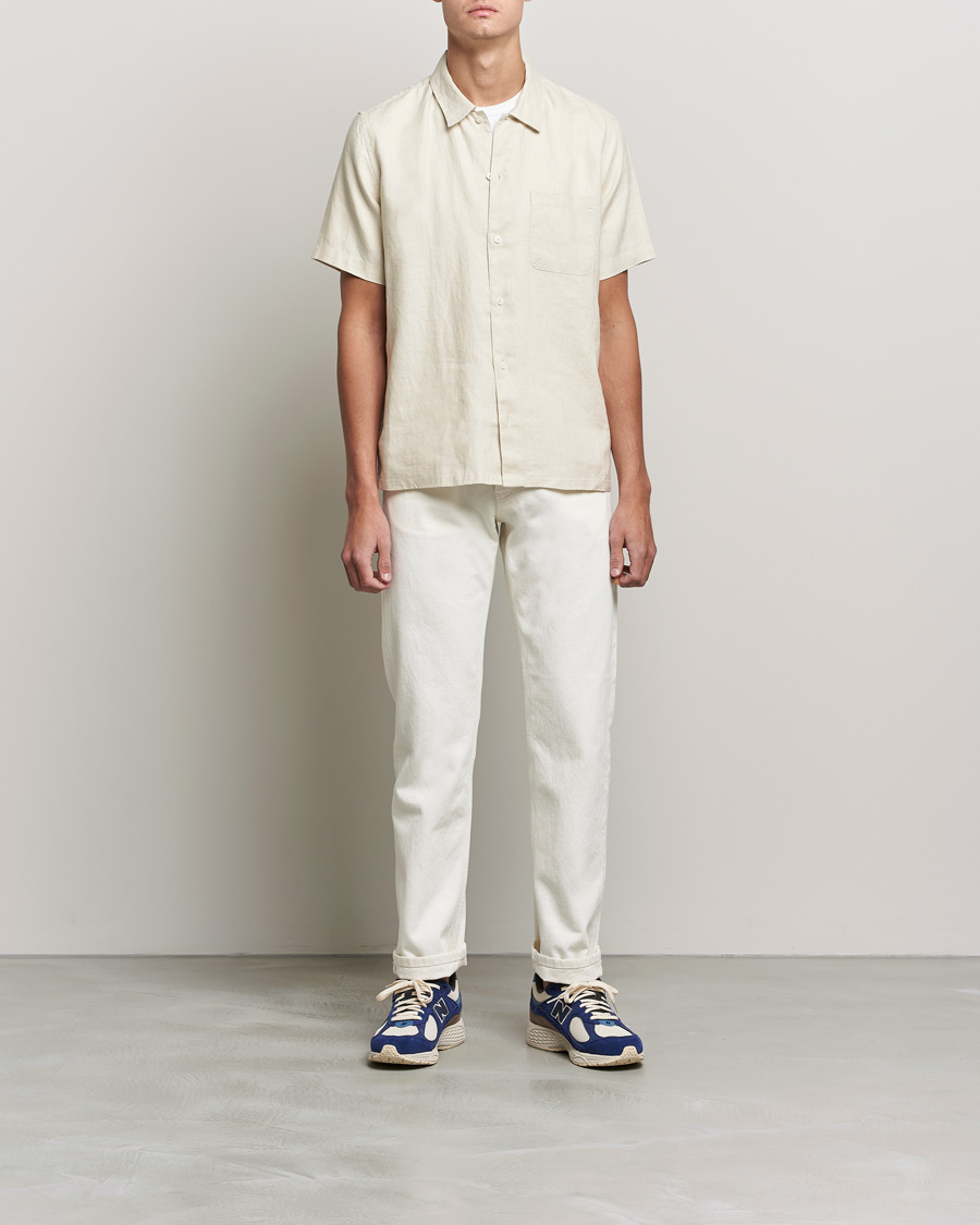 Herr | Skjortor | Samsøe Samsøe | Samsøe & Samsøe Avan Linen Short Sleeve Shirt Oatmeal