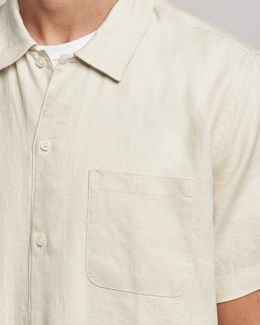 Herr | Skjortor | Samsøe Samsøe | Samsøe & Samsøe Avan Linen Short Sleeve Shirt Oatmeal