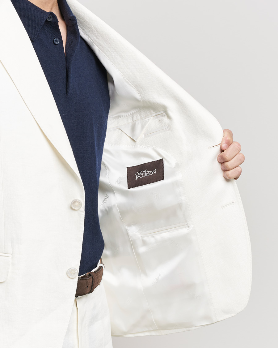 Herr | Kavajer | Oscar Jacobson | Fogerty Linen Blazer White
