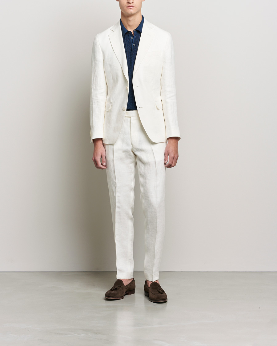 Herr | Linneavdelningen | Oscar Jacobson | Denz Linen Trousers White