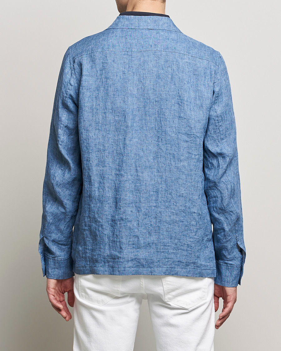 Herr | Skjortor | Oscar Jacobson | Safari Linen Shirt Jacket Smog Blue