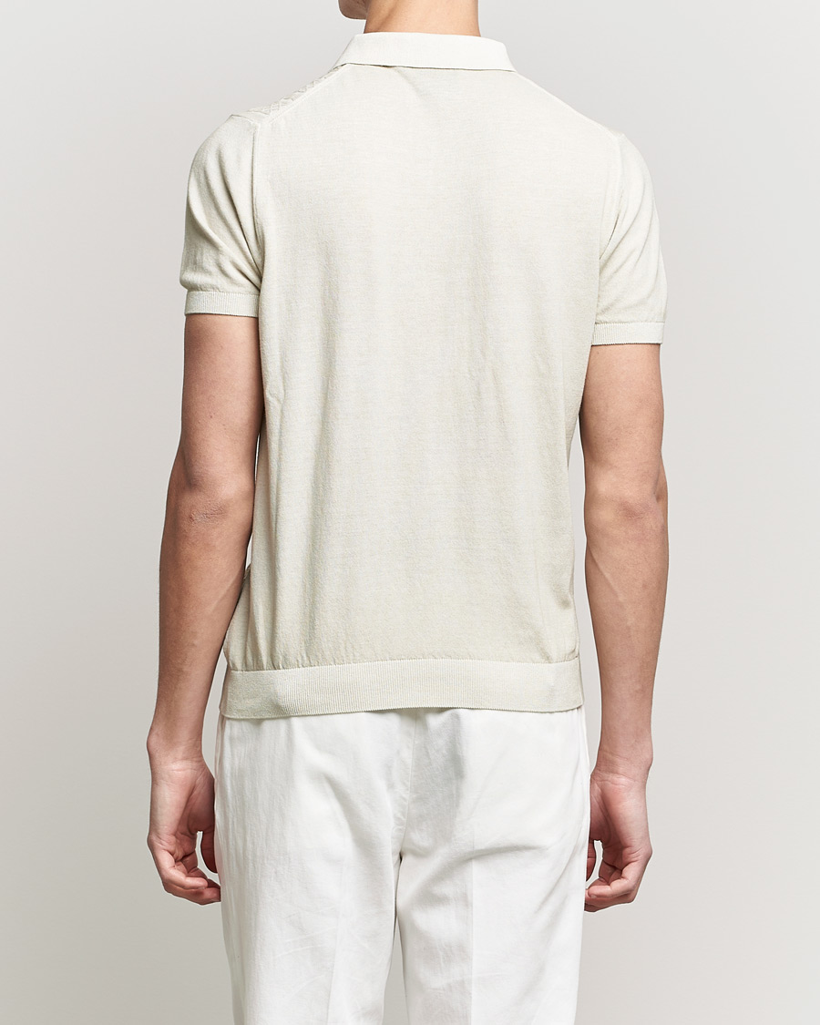 Herr | Pikéer | Oscar Jacobson | Bard Knitted Cotton Crepe Polo Creme
