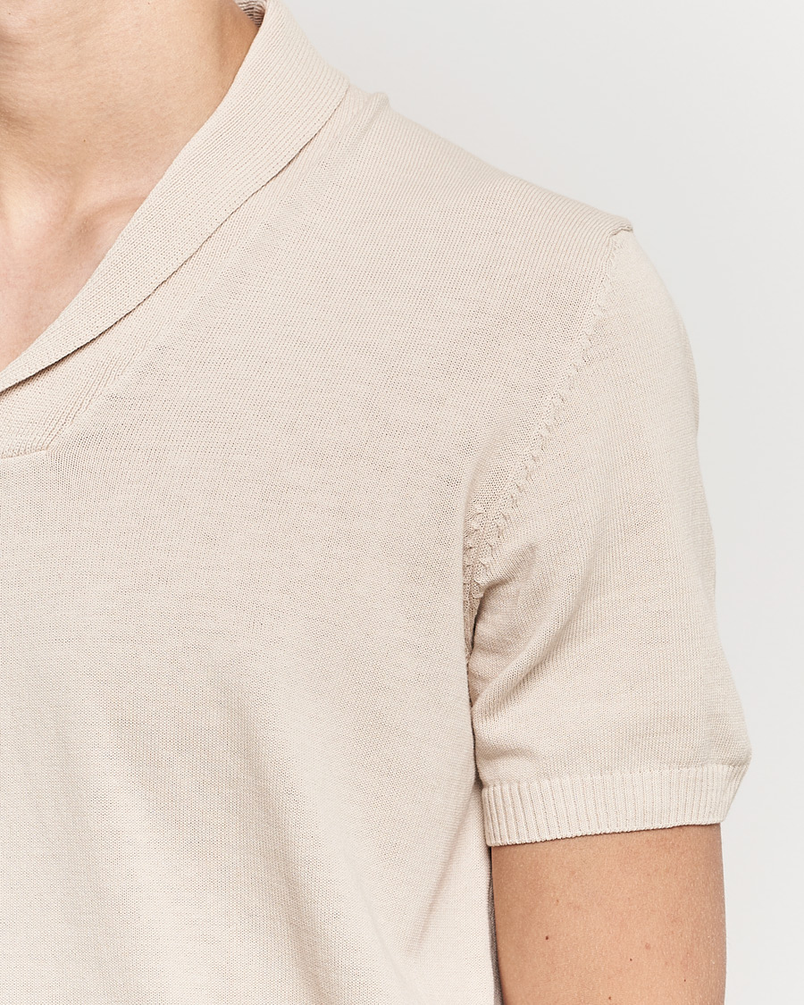 Herr | Pikéer | Oscar Jacobson | Rollo GD Shawl Collar Cotton Polo Beige