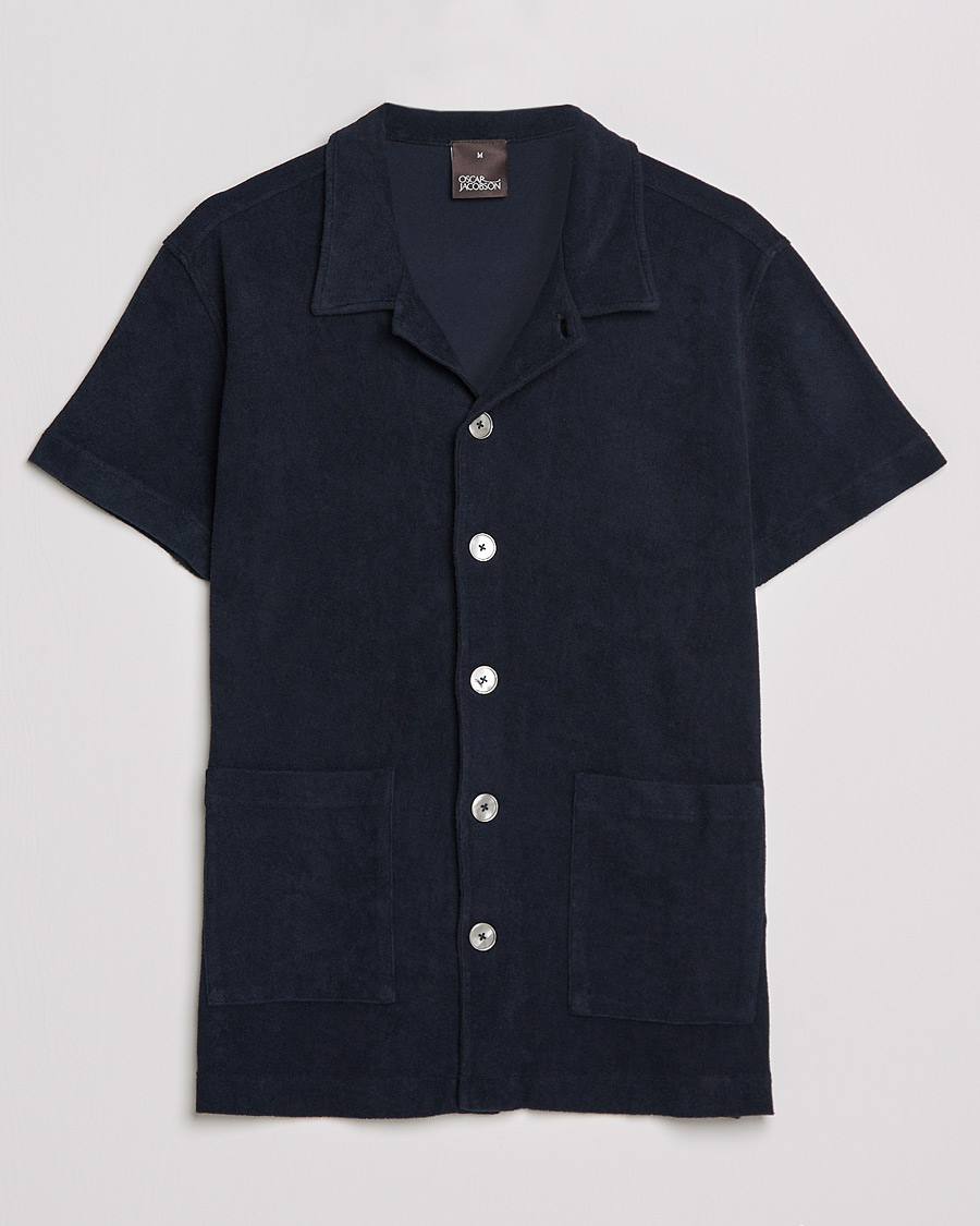 Herr | Pikéer | Oscar Jacobson | Alwin Terry Short Sleeve Safari Polo Night Blue