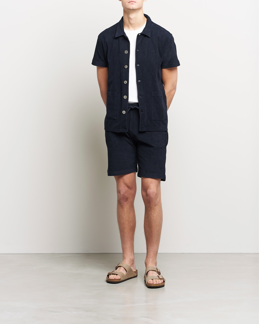 Herr | Pikéer | Oscar Jacobson | Alwin Terry Short Sleeve Safari Polo Night Blue