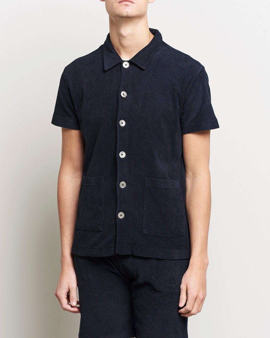 Herr | Pikéer | Oscar Jacobson | Alwin Terry Short Sleeve Safari Polo Night Blue
