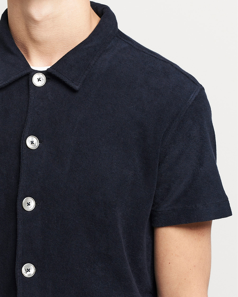 Herr | Pikéer | Oscar Jacobson | Alwin Terry Short Sleeve Safari Polo Night Blue