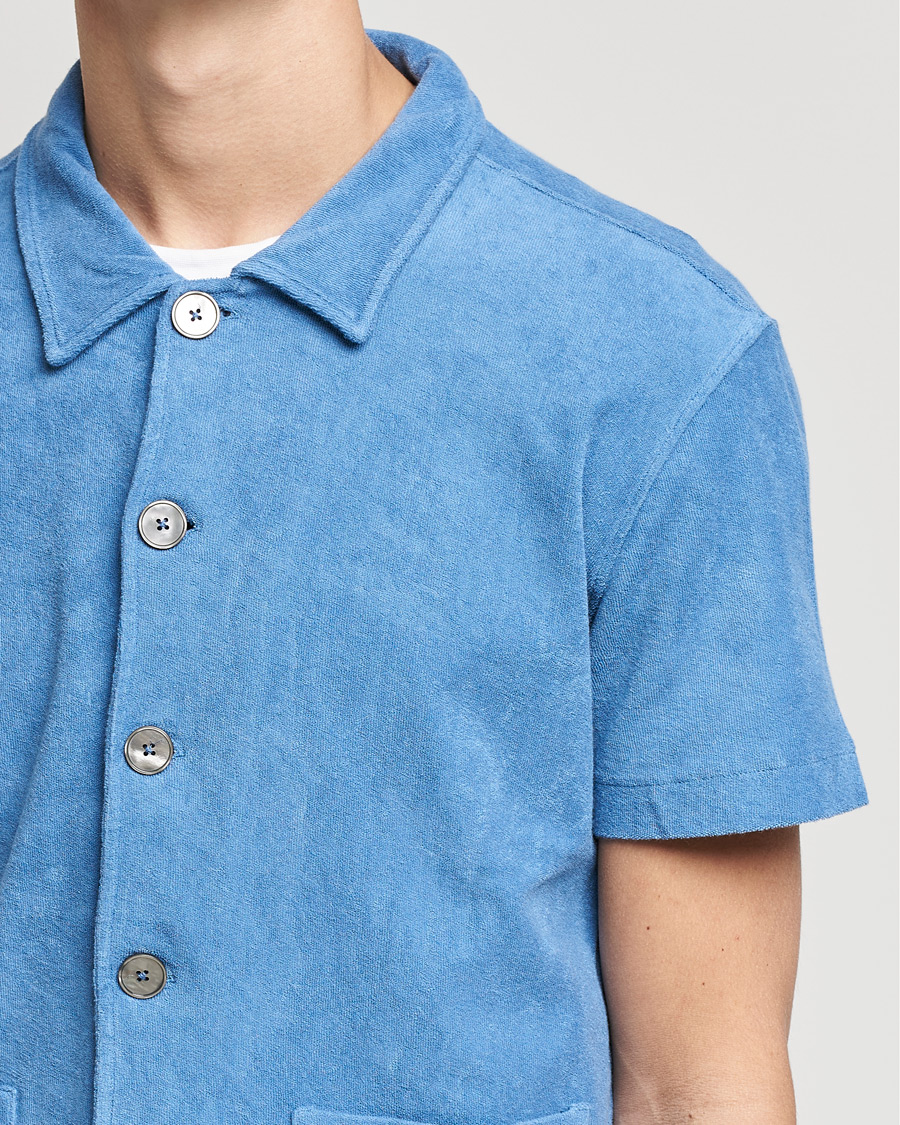 Herr | Pikéer | Oscar Jacobson | Alwin Terry Short Sleeve Safari Polo Blue