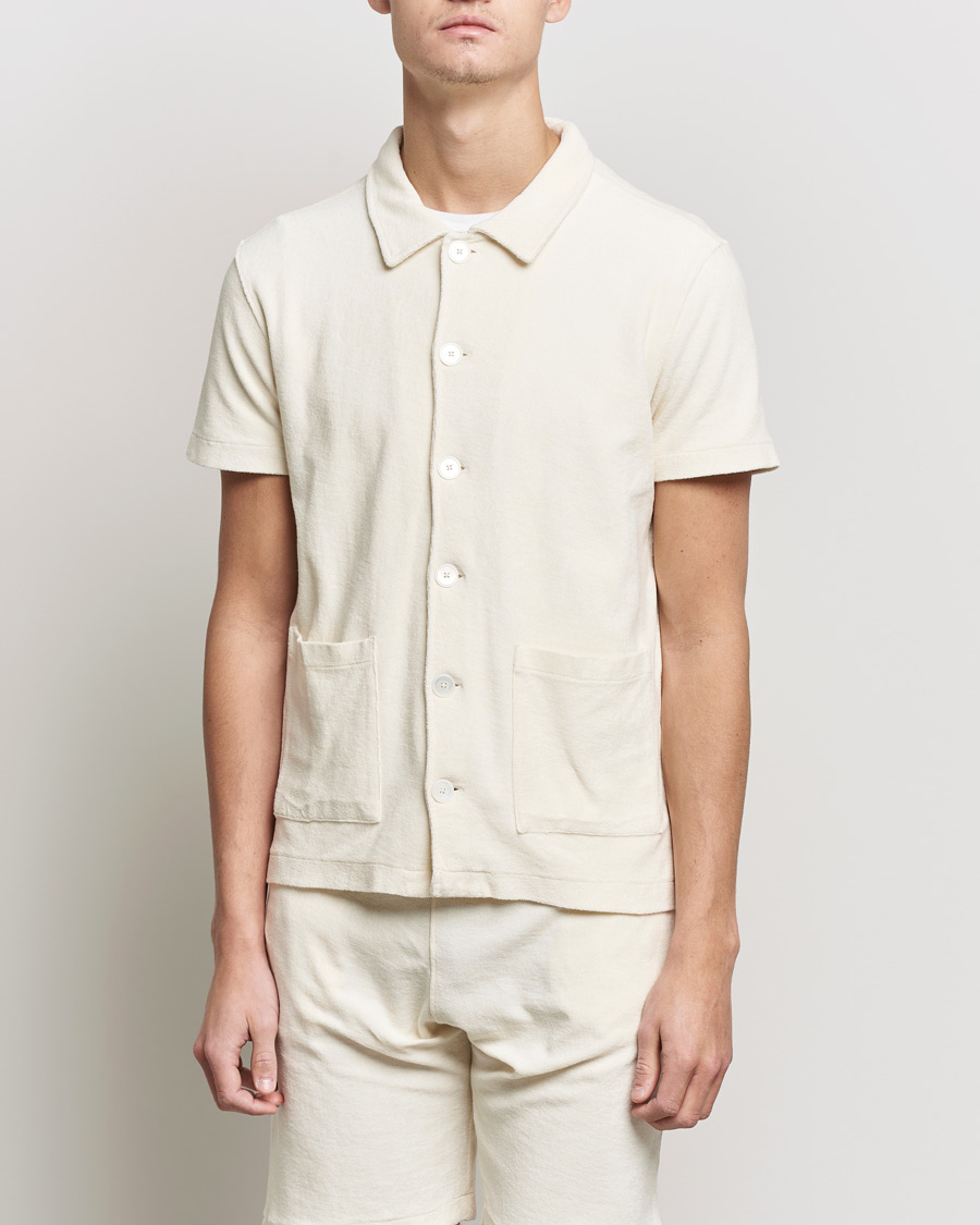Herr | Pikéer | Oscar Jacobson | Alwin Terry Short Sleeve Safari Polo Creme