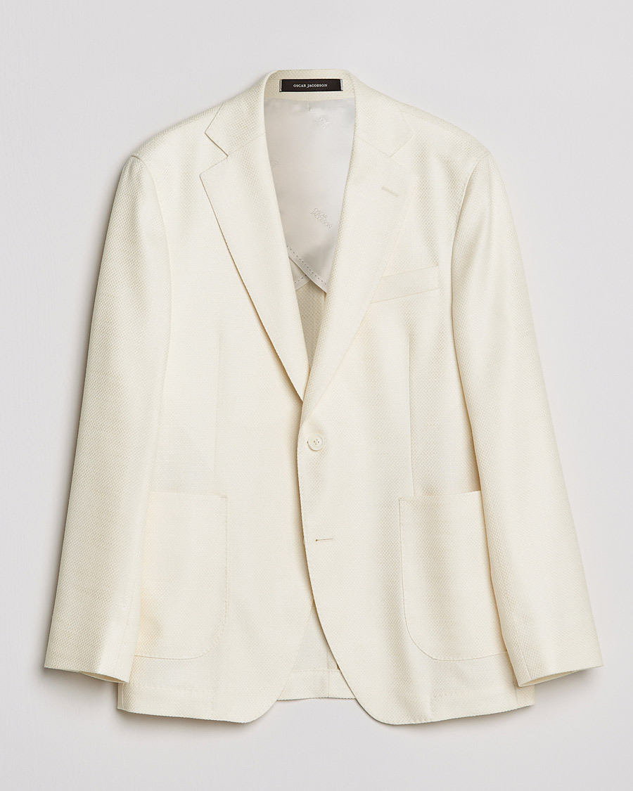 Herr | Kavajer | Oscar Jacobson | Ferry Merino/Silk Patch Pocket Blazer Creme