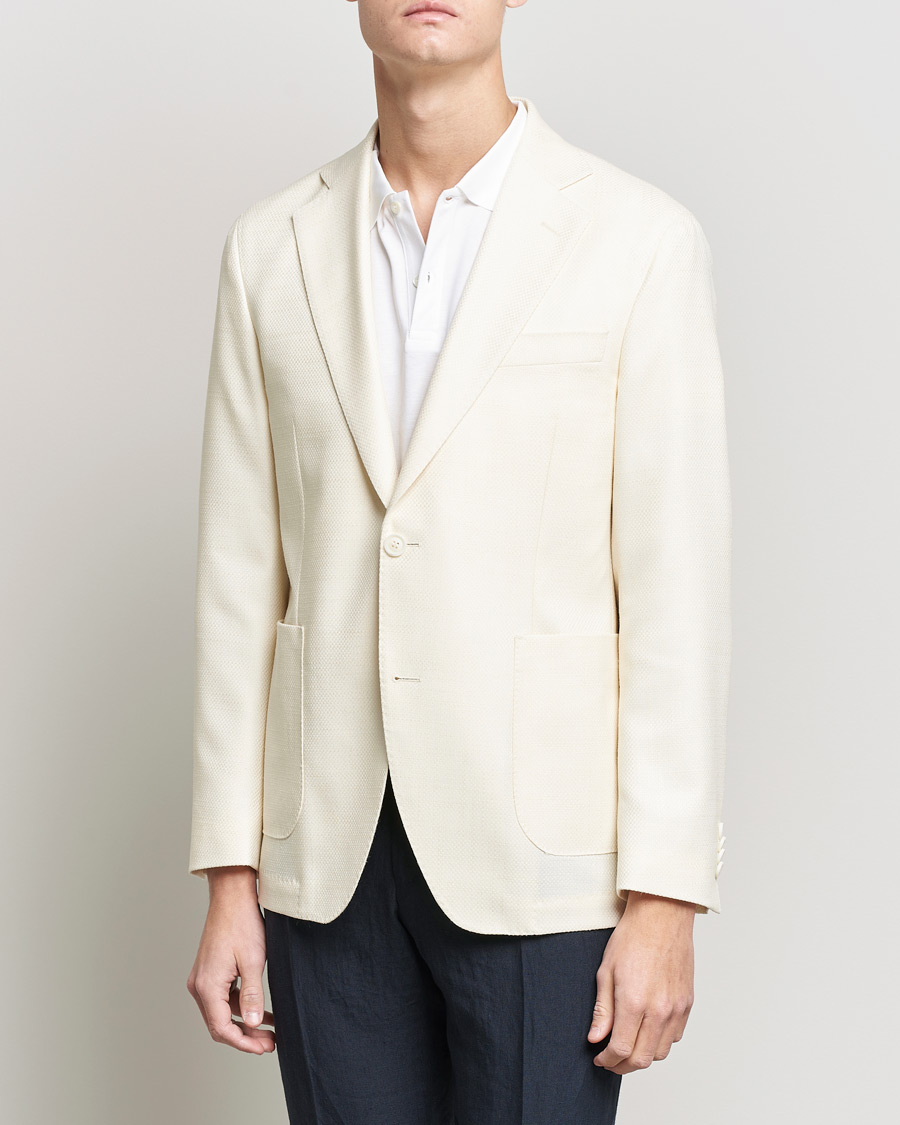 Herr | Kavajer | Oscar Jacobson | Ferry Merino/Silk Patch Pocket Blazer Creme