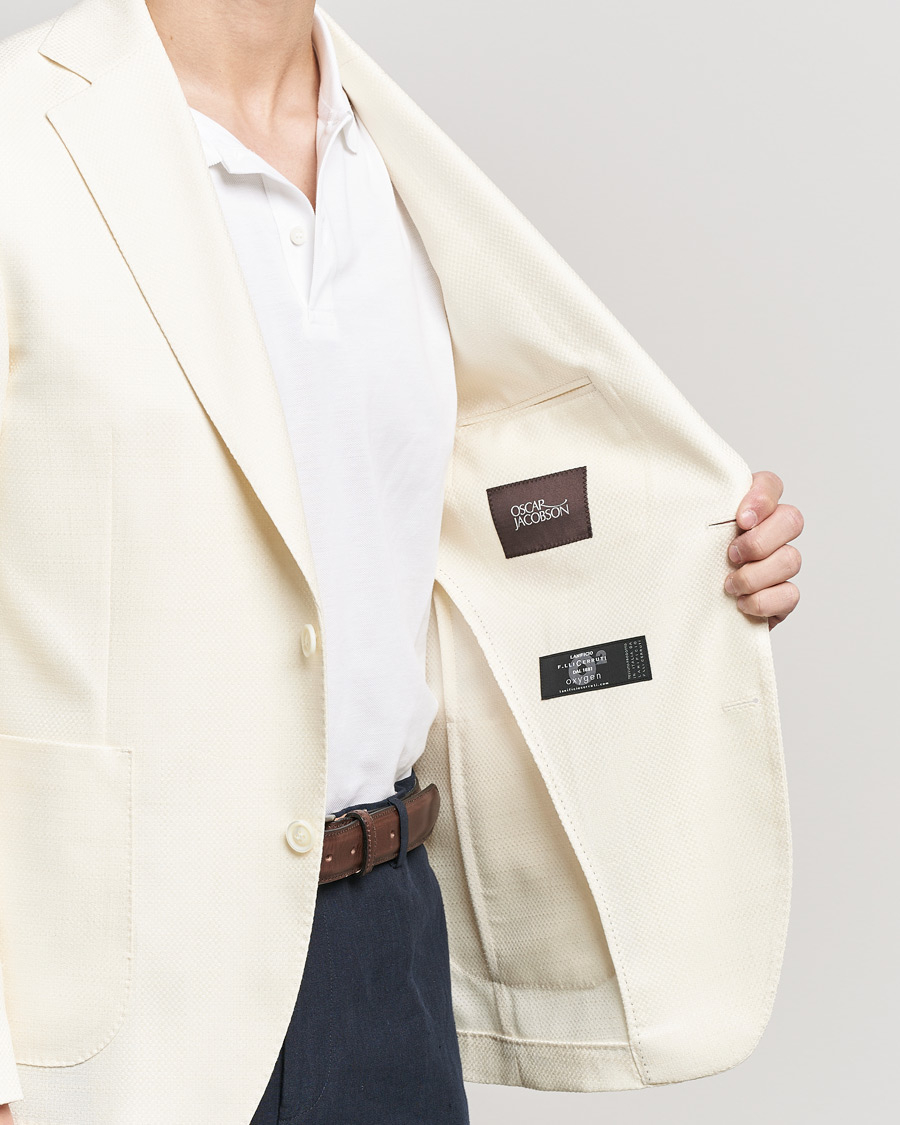 Herr | Kavajer | Oscar Jacobson | Ferry Merino/Silk Patch Pocket Blazer Creme