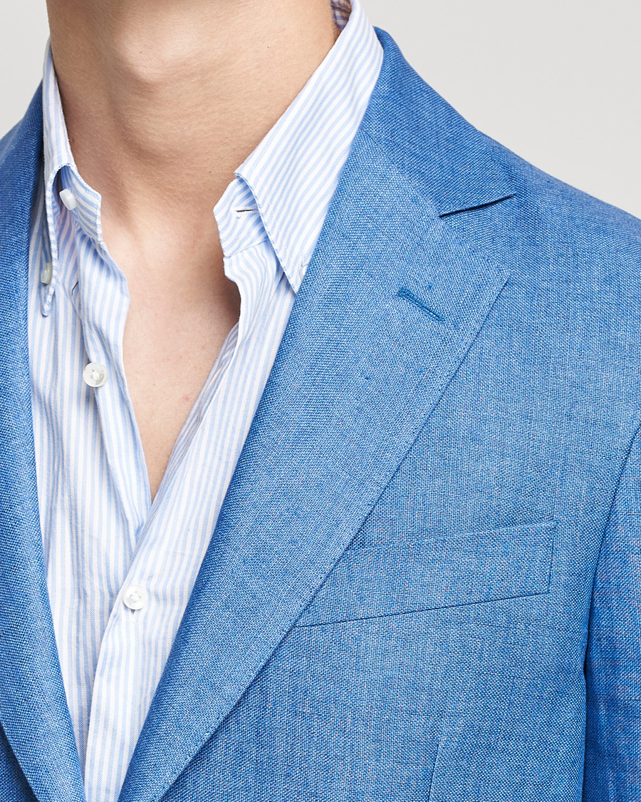 Herr | Kavajer | Oscar Jacobson | Ferry Soft Patch Pocket Linen Blazer Light Blue