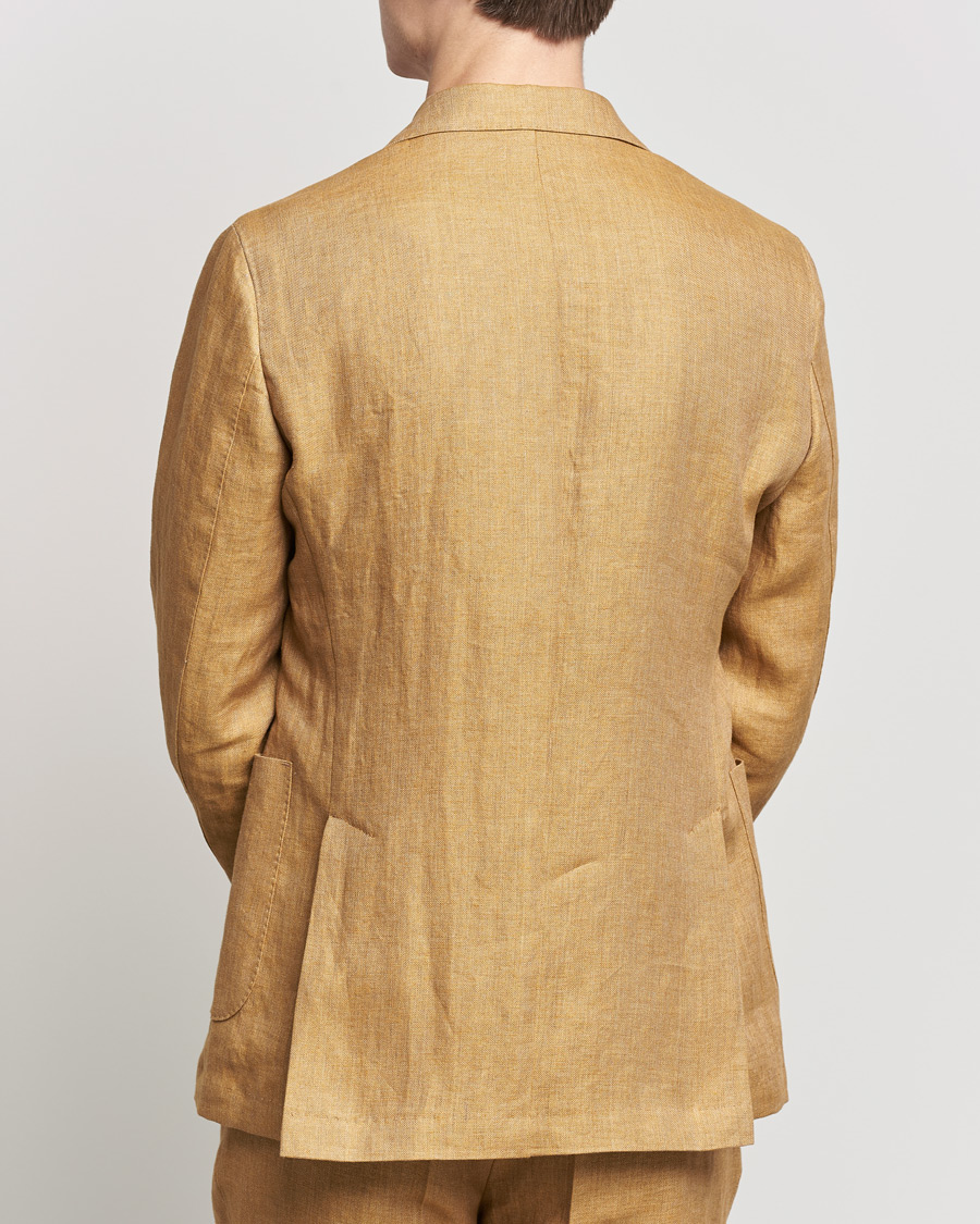 Herr | Kavajer | Oscar Jacobson | Ferry Soft Patch Pocket Linen Blazer Dusky Yellow